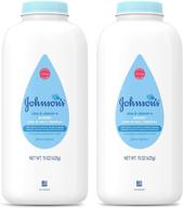 johnson's baby powder, natural cornstarch with aloe & vitamin e, gentle and hypoallergenic for delicate skin, paraben-free, phthalate-free, dye-free, 15 oz (pack of 2) logo