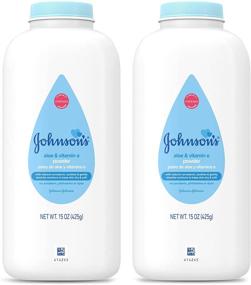 img 4 attached to Johnson's Baby Powder, Natural Cornstarch with Aloe & Vitamin E, Gentle and Hypoallergenic for Delicate Skin, Paraben-Free, Phthalate-Free, Dye-Free, 15 oz (Pack of 2)