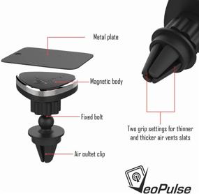 img 2 attached to 🚗 VeoPulse Car Mount - Sleek Magnetic Phone Holder for Car Air Vent (Black)