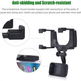 img 2 attached to 📱 Universal 360 Degrees Car Rearview Mirror Holder for iPhone and Android Smartphone GPS - Securely Mount and Cradle Stand