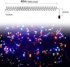 img 1 attached to 🎄 Ilikable Christmas Tree Lights: 131ft 300 LED String Lights - Battery Powered, 8 Modes Waterproof Decorative Lights for Holiday Wedding Party Home Courtyard - Colorful