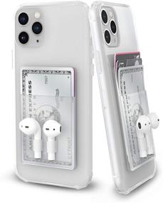 img 4 attached to 📱 Кошелек-чехол Cardify Stick-On для AirPods, мультикарточный держатель с клейким силиконом, тонкий кредитный картонный покров для iPhone и Android, аксессуар для задней части мобильного телефона, помещает 3 карты (прозрачный)