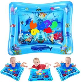 img 4 attached to 👶 VATOS Tummy Time Baby Water Play Mat: Inflatable Sensory Toys for Infants & Toddlers, BPA Free Early Development Activity Centers