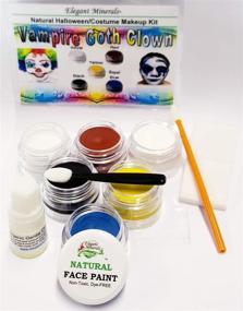 img 4 attached to 🤡 Set of 10 Vampire Goth Clown Natural & Organic Face Paint Kit - Primary Colors: Black, White, Red, Yellow, Blue - Made in the USA