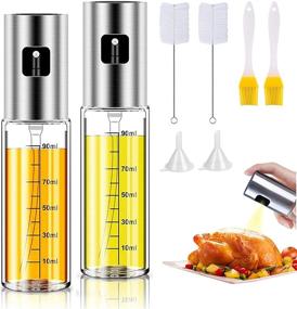 img 4 attached to 🍃 Refillable Olive Oil Sprayer Spray Bottle for Cooking - Food Grade Glass, Versatile Kitchen BBQ, Salad Making, Baking, Grilling (2 Pack)