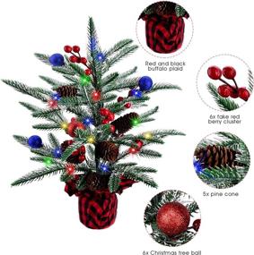 img 2 attached to 🎄 Enhance Your Home Décor with a Festive 21 Inch LED Mini Christmas Tree – Battery Operated, with Pinecone and Red Ball Decorations