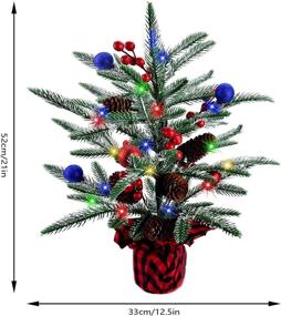 img 3 attached to 🎄 Enhance Your Home Décor with a Festive 21 Inch LED Mini Christmas Tree – Battery Operated, with Pinecone and Red Ball Decorations