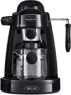 ☕ bella (13683) personal espresso maker: steam wand, glass decanter & permanent filter – sleek black design logo