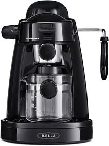 img 4 attached to ☕ BELLA (13683) Personal Espresso Maker: Steam Wand, Glass Decanter & Permanent Filter – Sleek Black Design