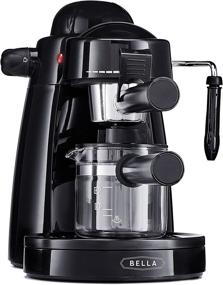 img 3 attached to ☕ BELLA (13683) Personal Espresso Maker: Steam Wand, Glass Decanter & Permanent Filter – Sleek Black Design