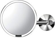 🪞 simplehuman st3015 8-inch round wall mount sensor makeup mirror, 5x magnification, rechargeable, cordless, polished stainless steel logo