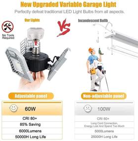 img 3 attached to 🔆 Tanbaby Basement Lights 3000k Deformable Garage Light, Warm LED Garage Lighting & Shop Light 6000LM, Ceiling LED Garage Lights for Bright Warm Light (60W Warm Light)