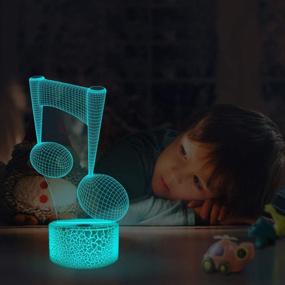 img 1 attached to 🎵 Music Note Gifts: 3D Night Light for Kids - Xmas Birthday Gifts for Music Fans! Remote Control, 16 Colors, 4 Modes, Dim Function