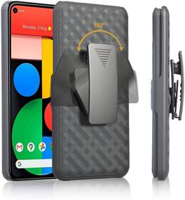 img 1 attached to 📱 HIDAHE Google Pixel 5A Case Holster with Belt Clip Kickstand, Slim Rugged Full Body Armor Shell Protective Cover for Google Pixel 5A 2021 Release - Black