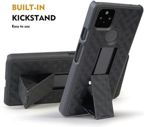 img 2 attached to 📱 HIDAHE Google Pixel 5A Case Holster with Belt Clip Kickstand, Slim Rugged Full Body Armor Shell Protective Cover for Google Pixel 5A 2021 Release - Black