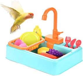 img 4 attached to 🦜 Yoruii Parrot Bath Tub: Automatic Multifunctional Bird Shower & Feeder with Faucet - Ideal for Small Parrots, Canaries, and Children's Play