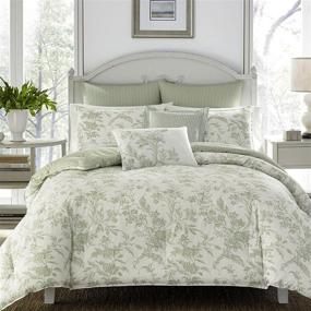 img 4 attached to Stylish and Luxurious Laura Ashley Home Natalie Collection: 7pc Comforter Set for All Seasons, King Size – Sage Green Bedding with Ultra Soft Premium Quality, Perfect for Home Décor