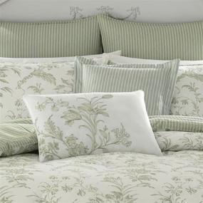 img 3 attached to Stylish and Luxurious Laura Ashley Home Natalie Collection: 7pc Comforter Set for All Seasons, King Size – Sage Green Bedding with Ultra Soft Premium Quality, Perfect for Home Décor