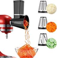 🧀 kitchenaid stand mixer cheese grater attachment - slicer shredder accessories with 3 blades by aikeec, dishwasher safe (black) logo