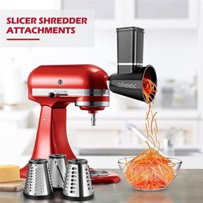 img 3 attached to 🧀 KitchenAid Stand Mixer Cheese Grater Attachment - Slicer Shredder Accessories with 3 Blades by aikeec, Dishwasher Safe (Black)