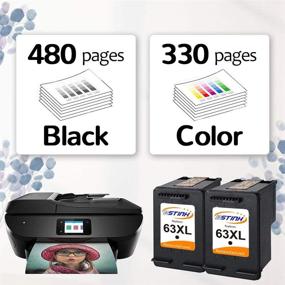 img 1 attached to 🖨️ BSTINK Remanufactured HP 63XL 63 XL Ink Cartridge Replacement - High Yield for OfficeJet 3830 4650 5255, Envy 4520 4512 4516, Deskjet 1112 3630 3634 3639 3632 2132 Printers - Pack of 2 Black