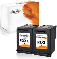 🖨️ bstink remanufactured hp 63xl 63 xl ink cartridge replacement - high yield for officejet 3830 4650 5255, envy 4520 4512 4516, deskjet 1112 3630 3634 3639 3632 2132 printers - pack of 2 black logo