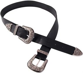 img 4 attached to 👖 Van Caro Women Wild Double Buckle Belt: Genuine Western Leather Belts for Stylish Pants and Dresses