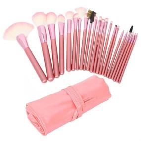img 2 attached to Pamper Yourself with the Complete niceEshop Pink Professional Cosmetic Makeup Brush Set + Storage Bag (22pcs)