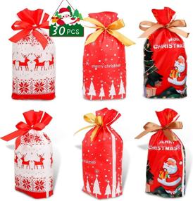 img 4 attached to Рождественские аксессуары для подарков Konsait с мешочком-шнурком и подарочными сумками.