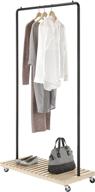 👕 whitmor slat wood garment rack: stylish and convenient rolling clothing organizer with new zealand pine shelf логотип