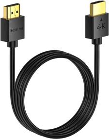 img 4 attached to 🔌 Premium 4K HDMI Cable 1.6 ft - High Speed (4K@60Hz, 18Gbps), HDMI 2.0 Cord, Thin & Low-Profile, Gold-Plated Connectors - For Gaming Monitor, TV, X-Box, PS5/4/3 - 1.6 Feet, Slim Design