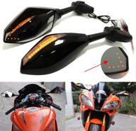 motorcycle rearview side mirrors with led turn signal integrated indicator for racing bike sport bike logo