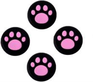 🎮 silicone joystick grips cap cover for ps4, ps3, xbox one, xbox 360, ps2 controller - pink cat dog paw design (set of 4) логотип