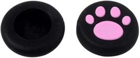 img 1 attached to 🎮 Silicone Joystick Grips Cap Cover for PS4, PS3, Xbox One, Xbox 360, PS2 Controller - Pink Cat Dog Paw Design (Set of 4)