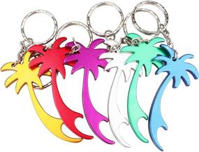 img 4 attached to 🌴 Swatom Palm Tree Bottle Opener Keychain Set - 6 Pieces with Key Tag Chain Ring