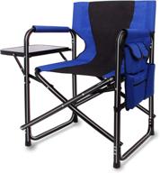 🏕️ camping directors chair- portable, folding, full aluminum frame, makeup chair, artist heavy duty lightweight- with armrest, side table, storage bag- indoor/outdoor- supports up to 300 lbs logo