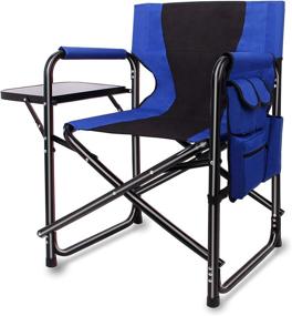 img 4 attached to 🏕️ Camping Directors Chair- Portable, Folding, Full Aluminum Frame, Makeup Chair, Artist Heavy Duty Lightweight- with Armrest, Side Table, Storage Bag- Indoor/Outdoor- Supports up to 300 lbs