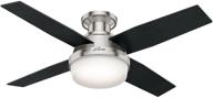 hunter dempsey 44-inch low profile indoor ceiling fan with led light, remote control, brushed nickel логотип