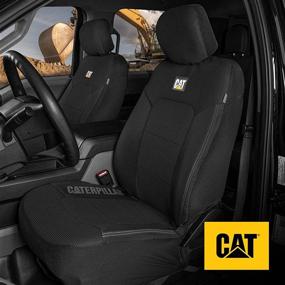 img 2 attached to 🚗 Caterpillar MeshFlex Automotive Seat Covers (Set of 2) – Black Front Seat Covers for Cars, Trucks, and SUVs – Universal Fit Design with Comfortable Mesh Back – Side Airbag Compatible