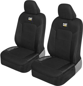 img 4 attached to 🚗 Caterpillar MeshFlex Automotive Seat Covers (Set of 2) – Black Front Seat Covers for Cars, Trucks, and SUVs – Universal Fit Design with Comfortable Mesh Back – Side Airbag Compatible