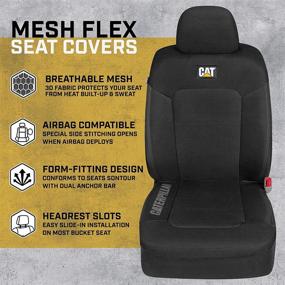 img 3 attached to 🚗 Caterpillar MeshFlex Automotive Seat Covers (Set of 2) – Black Front Seat Covers for Cars, Trucks, and SUVs – Universal Fit Design with Comfortable Mesh Back – Side Airbag Compatible