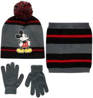 disney boys' mickey mouse winter hat, mittens or gloves, and gaiter scarf set for toddlers and little boys logo