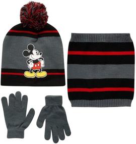 img 4 attached to Disney Boys' Mickey Mouse Winter Hat, Mittens or Gloves, and Gaiter Scarf Set for Toddlers and Little Boys