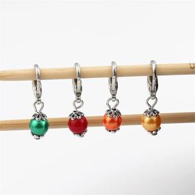 img 1 attached to 🧶 Set of 12 Beaded Removable Clasp Locking Stitch Markers for Knitting, Crochet, Weaving, Sewing - Quilting, Handmade Crafts, Jewelry DIY Art - Randomly Shipped Colors