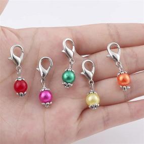 img 2 attached to 🧶 Set of 12 Beaded Removable Clasp Locking Stitch Markers for Knitting, Crochet, Weaving, Sewing - Quilting, Handmade Crafts, Jewelry DIY Art - Randomly Shipped Colors