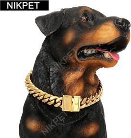 img 3 attached to 🐶 NIKPET 18K Gold Cuban Link Dog Chain Collar - Stainless Steel, Chew Proof, Heavy Duty Training Collar 10in to 26in - Suitable for Small, Medium, Large Dogs