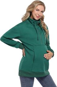 img 2 attached to 🔘 Coolmee Maternity Hoodie: Stylish Henley V-Neck Button Down Drawstring Sweatshirt