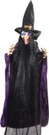 🎃 upgrade your halloween decor with joyin life size 74" hanging animated witch featuring led eyes and spooky sound effects logo