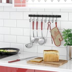 img 3 attached to Black Kitchen Utensil Hanger - Wall Mounted Utensil Rack Holder with Hooks for Spatulas, Measuring Spoons, and Tools - Tibres Utensil Rack - Kitchen Rail Organizer with Kitchen Hooks