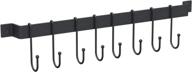 black kitchen utensil hanger - wall mounted utensil rack holder with hooks for spatulas, measuring spoons, and tools - tibres utensil rack - kitchen rail organizer with kitchen hooks логотип